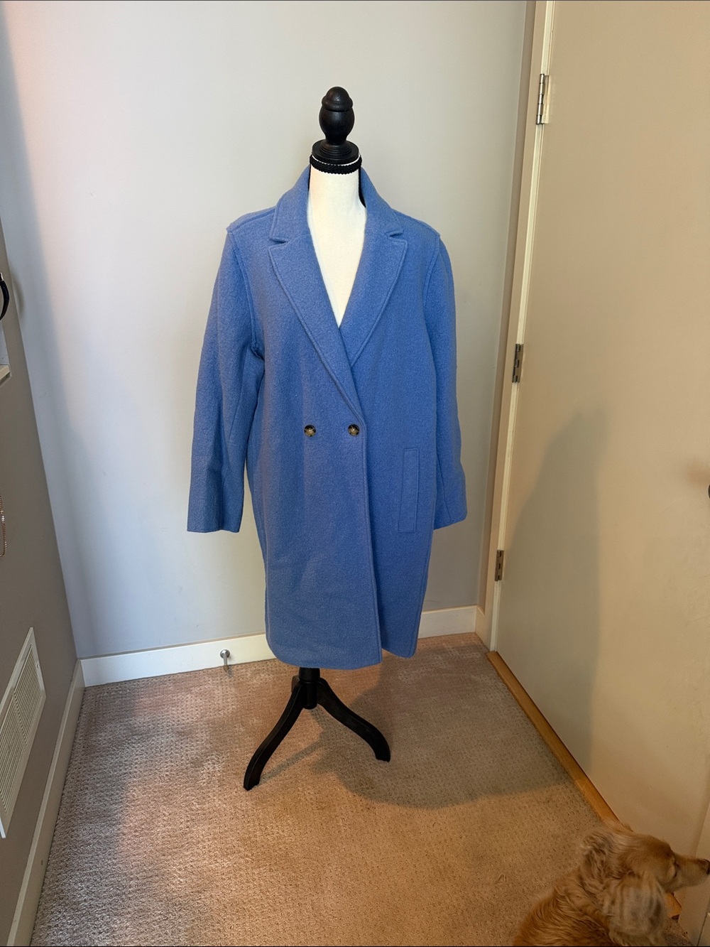 J. Crew Double-Breasted Periwinkle Wool-Blend Pea Coat
